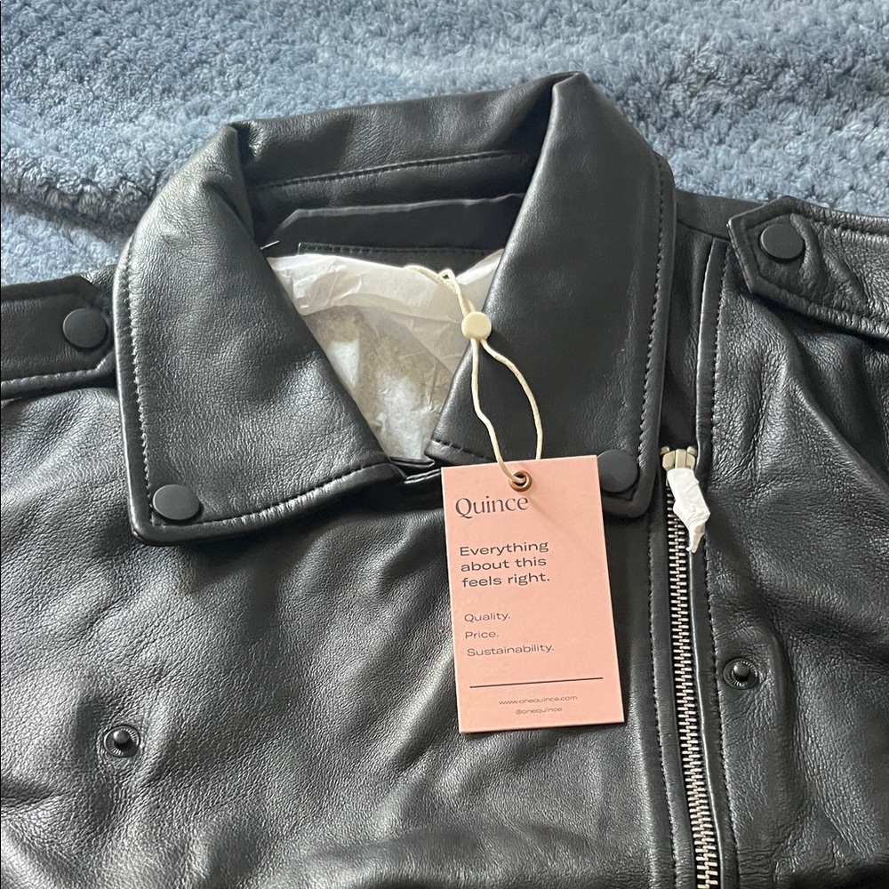 Quince Black Leather Jacket - Picture 4 of 6